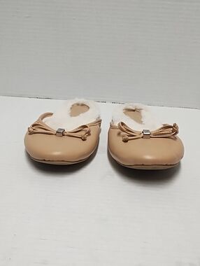 Nautica Tan Ballet Slippers with White Faux-Fur Trim